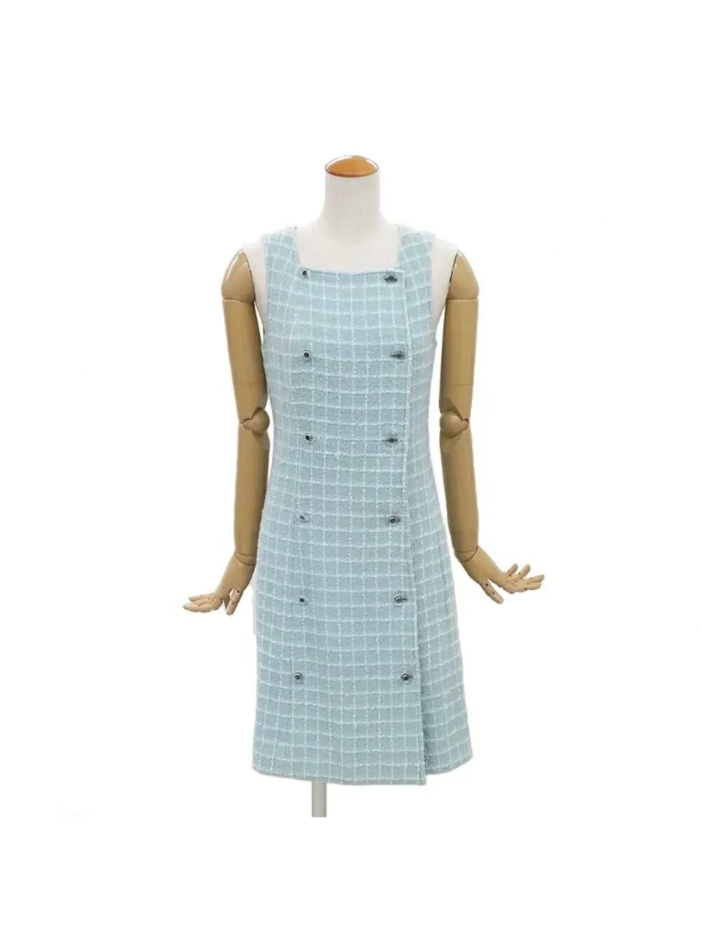 Chanel 97c Tweed Sleeveless Dress 38 Icy Green Vintage